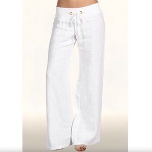 NEW! Lilly Pulitzer The Beach Pant White Linen Wide Leg Pull on Pants XS - $118
